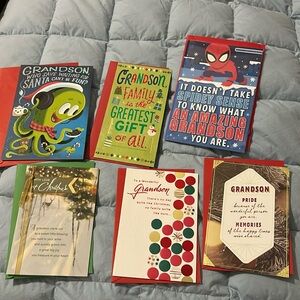 Lot of 6 new Hallmark Christmas cards for Grandson
